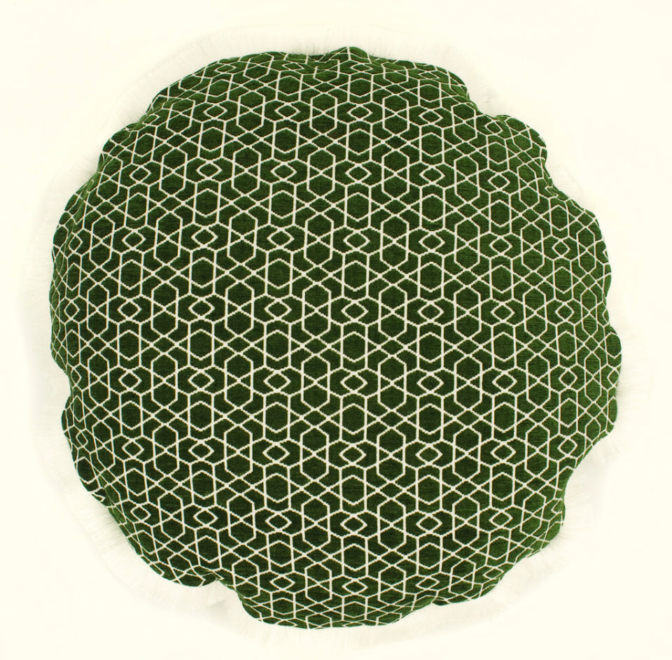 Green Geo Velvet Cushion